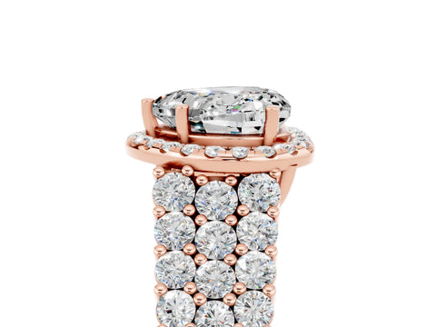Rose gold Heart Cut Halo Pavé Diamond Engagement Ring with Split Shank and Four-Prong Setting_5