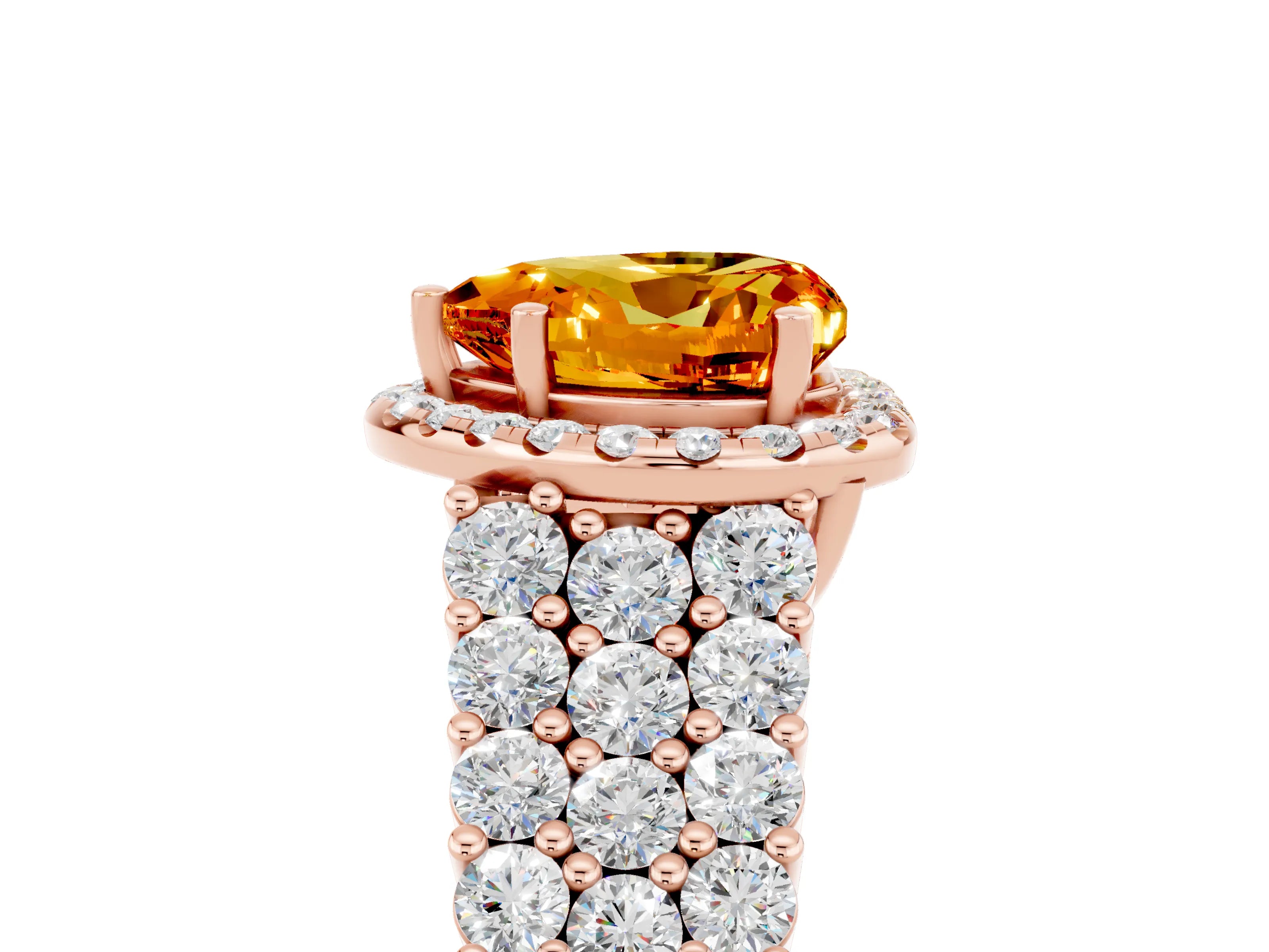 Rose gold Heart Cut Halo Pavé Diamond Engagement Ring with Split Shank and Four-Prong Setting_5