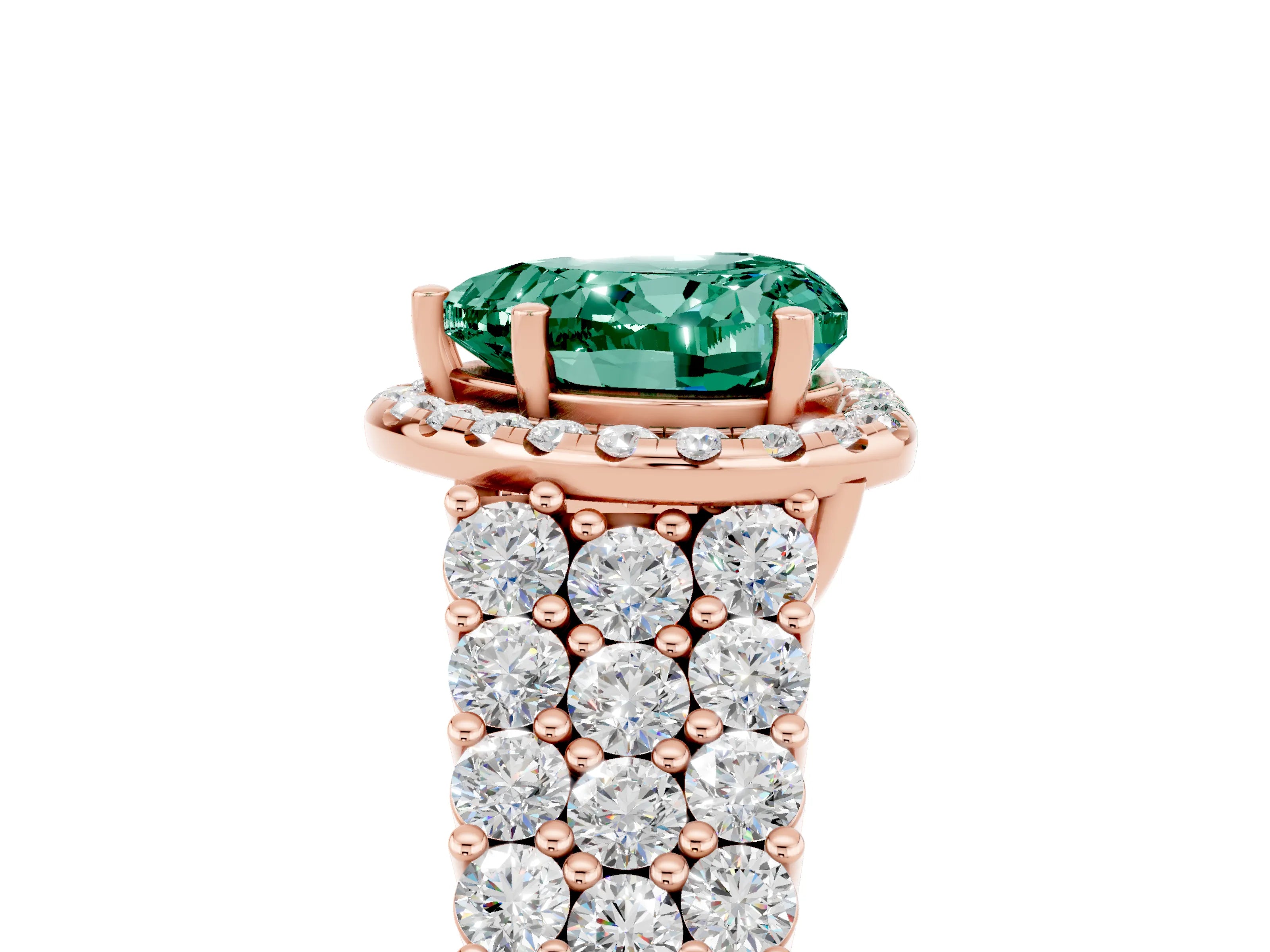 Rose gold Heart Cut Halo Pavé Diamond Engagement Ring with Split Shank and Four-Prong Setting_5