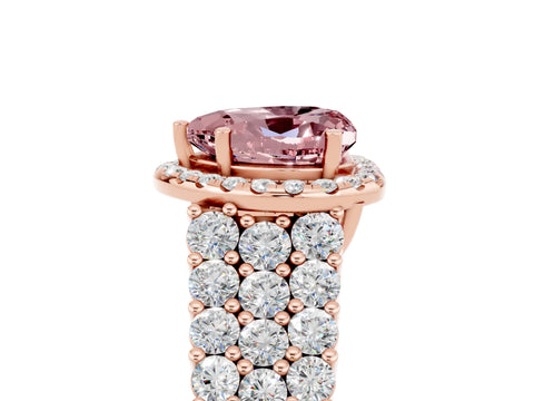 Rose gold Heart Cut Halo Pavé Diamond Engagement Ring with Split Shank and Four-Prong Setting_5