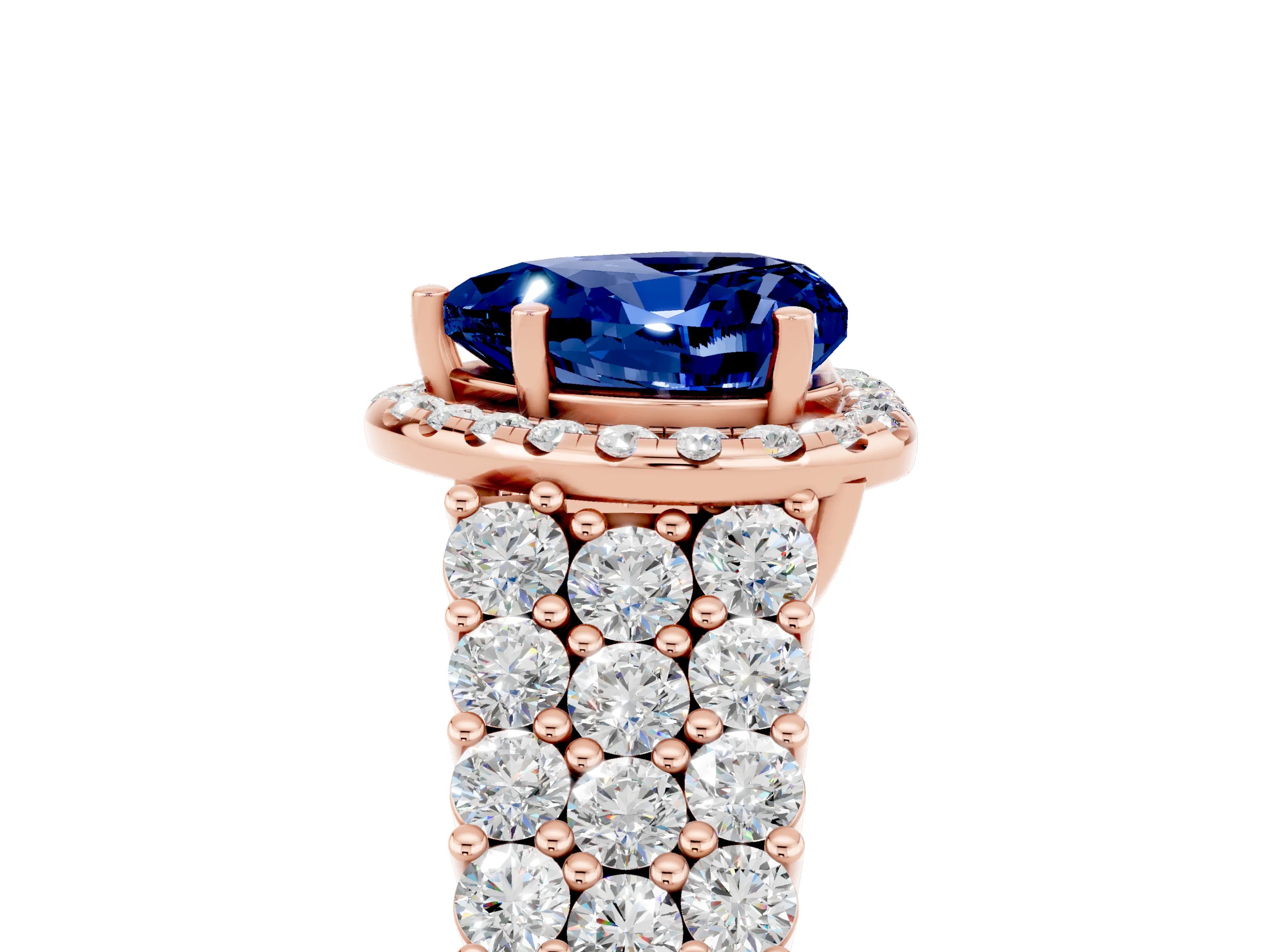 Rose gold Heart Cut Halo Pavé Diamond Engagement Ring with Split Shank and Four-Prong Setting_5