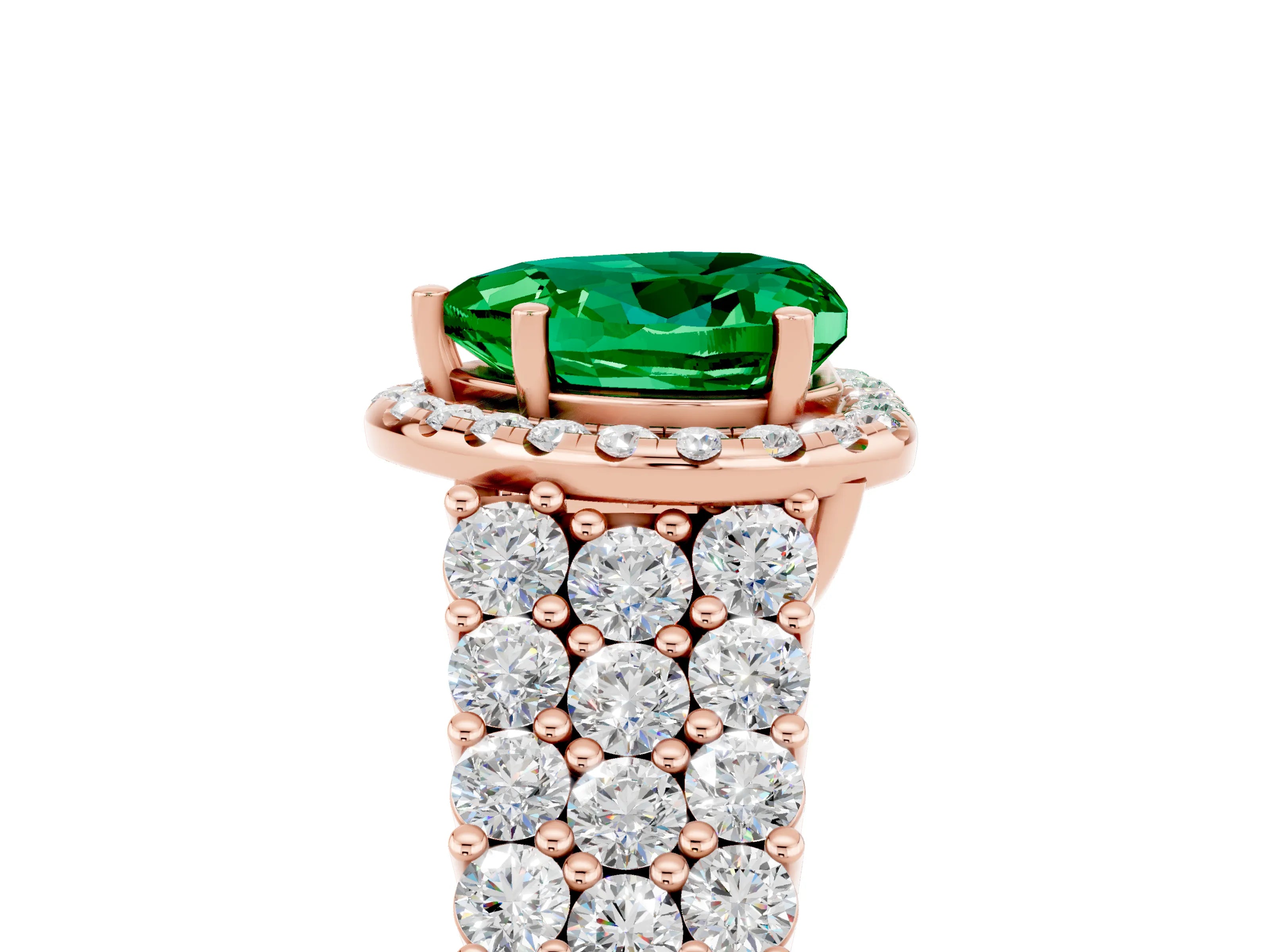 Rose gold Heart Cut Halo Pavé Diamond Engagement Ring with Split Shank and Four-Prong Setting_5