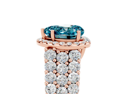 Rose gold Heart Cut Halo Pavé Diamond Engagement Ring with Split Shank and Four-Prong Setting_5