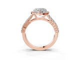 Rose gold Heart Cut Halo Pavé Diamond Engagement Ring with Split Shank and Four-Prong Setting_6
