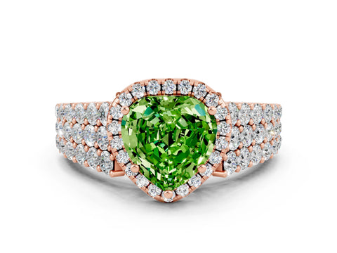 Rose gold Heart Cut Halo Pavé Diamond Engagement Ring with Split Shank and Four-Prong Setting