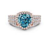 Rose gold Heart Cut Halo Pavé Diamond Engagement Ring with Split Shank and Four-Prong Setting