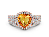 Rose gold Heart Cut Halo Pavé Diamond Engagement Ring with Split Shank and Four-Prong Setting