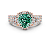 Rose gold Heart Cut Halo Pavé Diamond Engagement Ring with Split Shank and Four-Prong Setting