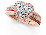 Rose gold Heart Cut Halo Pave Band Four-Prong Ring_61