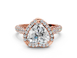 Rose gold Heart Cut Halo Pave Band Four-Prong Setting Ring_20