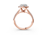 Rose gold Heart Cut Halo Pave Band Four-Prong Setting Ring_23