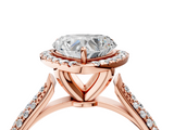 Rose gold Heart Cut Halo Pave Band Four-Prong Setting Ring_24