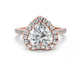 Rose gold Heart Cut Halo Pave Diamond Engagement Ring with Four-Prong Setting_3
