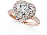 Rose gold Heart Cut Halo Pave Diamond Engagement Ring with Four-Prong Setting_4