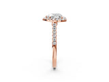 Rose gold Heart Cut Halo Pave Diamond Engagement Ring with Four-Prong Setting_5