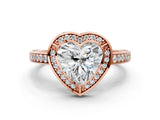 Rose gold Heart Cut Halo Pave Split Shank Prong Setting Ring_32