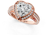 Rose gold Heart Cut Halo Pave Split Shank Prong Setting Ring_33