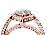 Rose gold Heart Cut Halo Pave Split Shank Prong Setting Ring_36