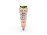 Rose gold Heart Cut Halo Peridot Ring with Split Shank and Four-Prong Setting_2