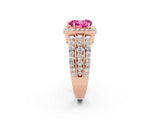 Rose gold Heart Cut Halo Pink Sapphire Ring with Split Shank and Four-Prong Setting_26