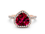 Rose gold Heart Cut Halo Round Diamond Pavé Band Four-Prong Ring