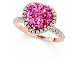 Rose gold Heart Cut Halo Round Diamond Pavé Band Four-Prong Ring_1