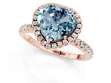 Rose gold Heart Cut Halo Round Diamond Pavé Band Four-Prong Ring_1