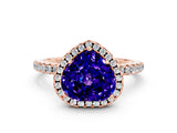 Rose gold Heart Cut Halo Round Diamond Pavé Band Four-Prong Ring