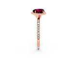 Rose gold Heart Cut Halo Round Diamond Pavé Band Four-Prong Ring_2