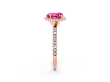Rose gold Heart Cut Halo Round Diamond Pavé Band Four-Prong Ring_2