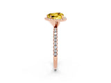 Rose gold Heart Cut Halo Round Diamond Pavé Band Four-Prong Ring_2
