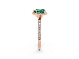 Rose gold Heart Cut Halo Round Diamond Pavé Band Four-Prong Ring_2