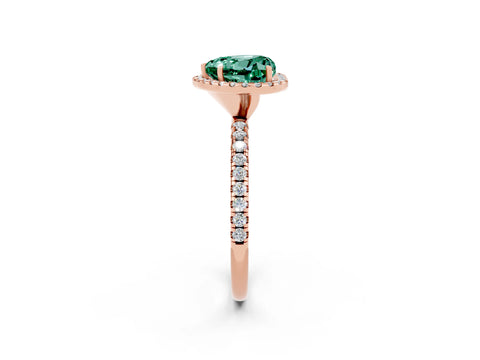 Rose gold Heart Cut Halo Round Diamond Pavé Band Four-Prong Ring_2