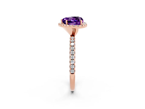 Rose gold Heart Cut Halo Round Diamond Pavé Band Four-Prong Ring_2