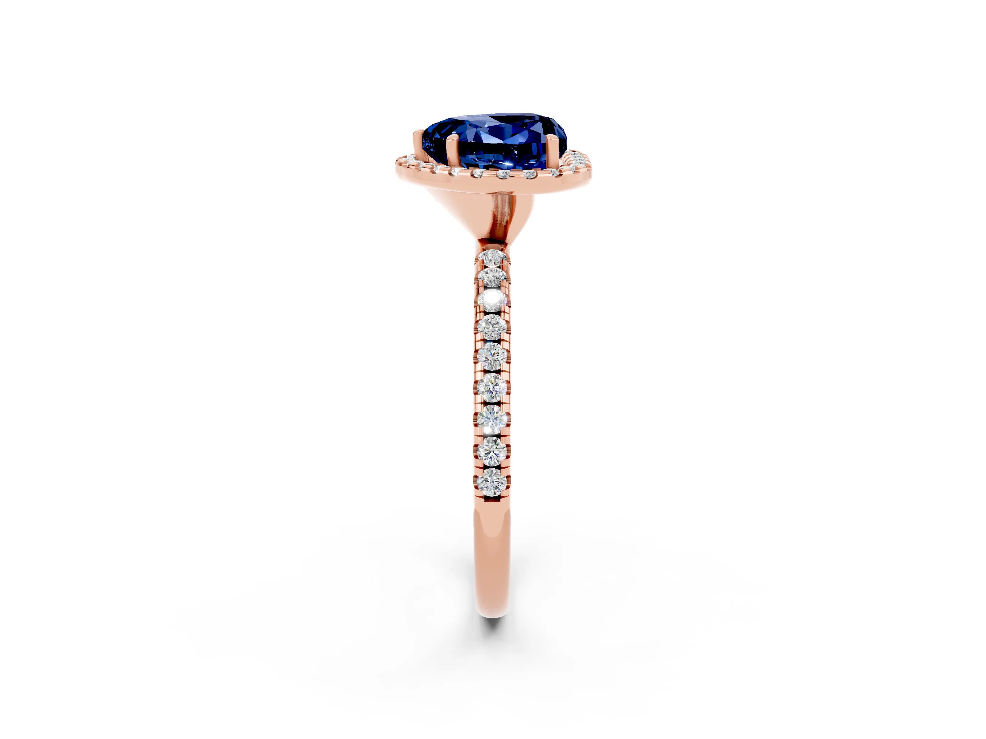 Rose gold Heart Cut Halo Round Diamond Pavé Band Four-Prong Ring_2