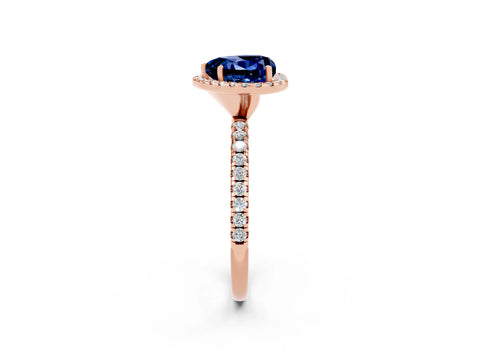 Rose gold Heart Cut Halo Round Diamond Pavé Band Four-Prong Ring_2