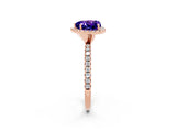 Rose gold Heart Cut Halo Round Diamond Pavé Band Four-Prong Ring_2
