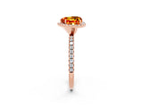Rose gold Heart Cut Halo Round Diamond Pavé Band Four-Prong Ring_2
