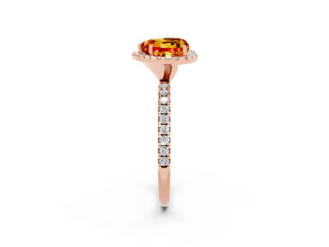 Rose gold Heart Cut Halo Round Diamond Pavé Band Four-Prong Ring_2