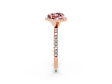 Rose gold Heart Cut Halo Round Diamond Pavé Band Four-Prong Ring_2