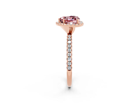 Rose gold Heart Cut Halo Round Diamond Pavé Band Four-Prong Ring_2