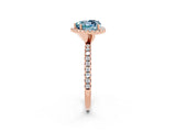 Rose gold Heart Cut Halo Round Diamond Pavé Band Four-Prong Ring_2