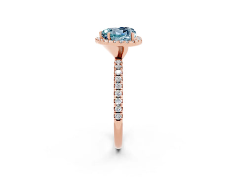 Rose gold Heart Cut Halo Round Diamond Pavé Band Four-Prong Ring_2