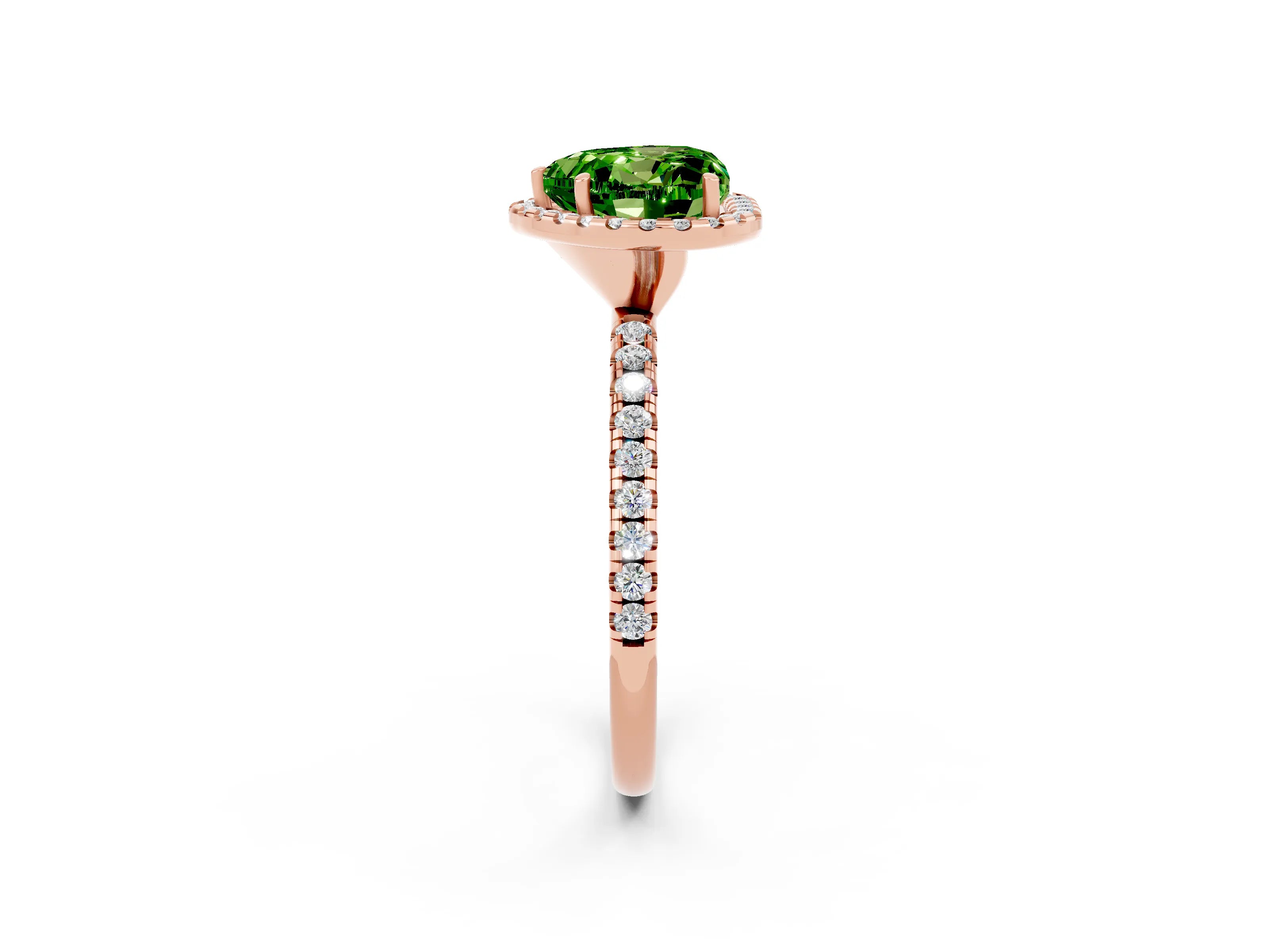 Rose gold Heart Cut Halo Round Diamond Pavé Band Four-Prong Ring_2