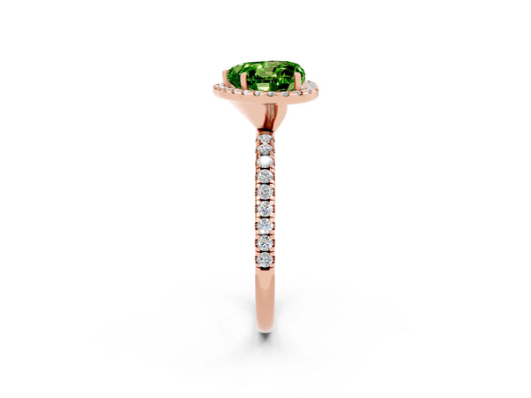 Rose gold Heart Cut Halo Round Diamond Pavé Band Four-Prong Ring