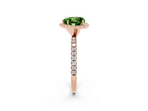 Rose gold Heart Cut Halo Round Diamond Pavé Band Four-Prong Ring_2
