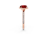 Rose gold Heart Cut Halo Round Diamond Pavé Band Four-Prong Ring_2