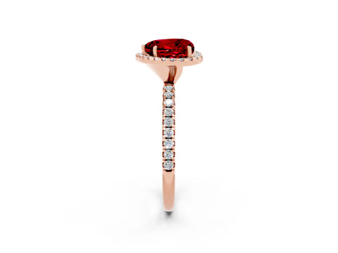 Rose gold Heart Cut Halo Round Diamond Pavé Band Four-Prong Ring_2