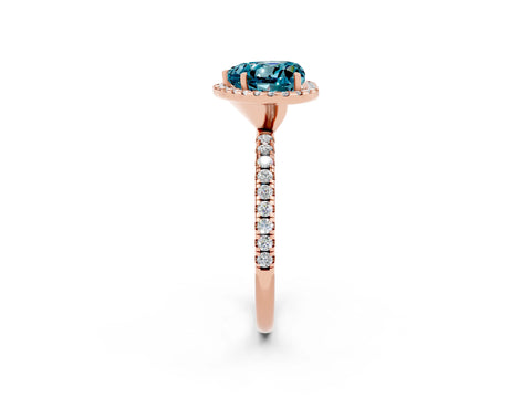 Rose gold Heart Cut Halo Round Diamond Pavé Band Four-Prong Ring_2