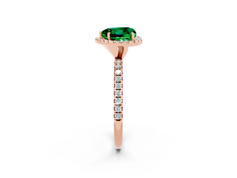 Rose gold Heart Cut Halo Round Diamond Pavé Band Four-Prong Ring_2